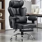 GTPLAYER Big and Tall Gaming Chair 400lbs Heavy Duty Office Chair with Foot Rest & Ergonomic Pocket Spring Lumbar Support, High Back 3D Saddle Shaped Cushion for Back Pain Relief, Matte-Black