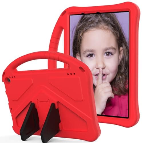 OWSIHNZBF Anti-yellowing tablet cover Kids Case For Kindle Fire HD10 (2023) Tablet, Lightweight EVA Kid Friendly Protective, Dropproof Impact Resistance Handle Stand Cover with Shoulder Strap(Red)