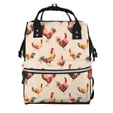 Moxquju Roosters And Chickens (4) For Waterproof Diaper Bag Mommy Backpack, Men'S And Women'S Travel Bag