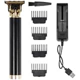 Electric Trimmer for Men, High Power Cordless Hair Clipper, Retro Design with Gold Trimmer Head, USB Charging, for Home or Professional Use, Black
