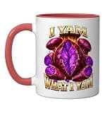 I Yam What I Yam Bootleg Meme Ube Pun Purple Yam Dad Joke Ceramic Mug, Red/White, 11oz