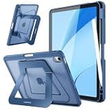 Fintie Shockproof Case for iPad Air 11-inch M4/M3/M2 (2026/2025/2024), iPad Air 5th (2022) / 4th Generation 10.9 Inch - Slim Frosted Hard Cover with Multi-Angle Kickstand & Pencil Holder, Navy Blue