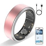 Potewek Smart Ring Long-Lasting Battery Chip Fitness Tracker Monitors Heart Rate Blood Oxygen Levels Records Sleep Step Count Waterproof Function Christmas/Valentine's Day Gift (Pink, 9)