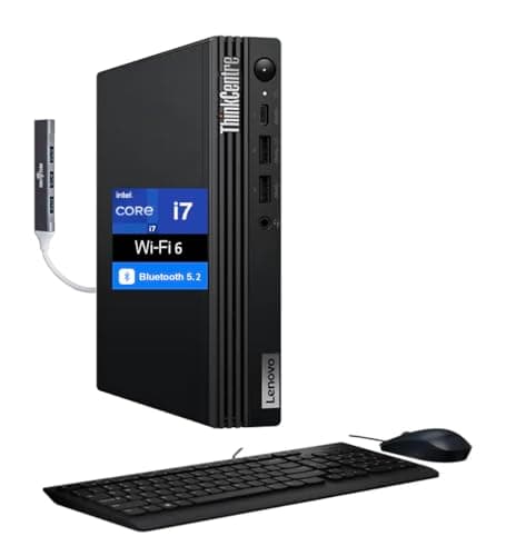 Lenovo ThinkCentre M70q Business Desktop (Intel i7-14700T, 64GB DDR5, 4TB PCIe SSD, Intel UHD 770, 135W PSU, WiFi 6, Bluetooth 5.2, RJ-45, 1 Display Port, HDMI, Win 11 Pro) w/DKZ USB Port Expander
