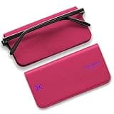 Lensrappa Luxury Slim Leather Glasses Case | Handmade Full-Grain Leather Eyewear Wrap with Magnetic Closure & Gift Box (Pink)