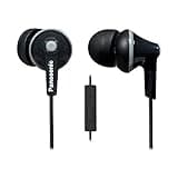 PANASONIC ErgoFit Earbud Headphones with Microphone and Call Controller Compatible with iPhone, Android and Blackberry - RP-TCM125-K - In-Ear (Black), Earpads S/M/L