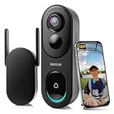 BOTSLAB Doorbell Camera Wireless, 5MP Video Doorbell with 180°Panoramic View, Battery Powered Door Bell, Package Detection, 2.4 GHz WiFi, Easy Installation, AI Motion Detection, VR Mode