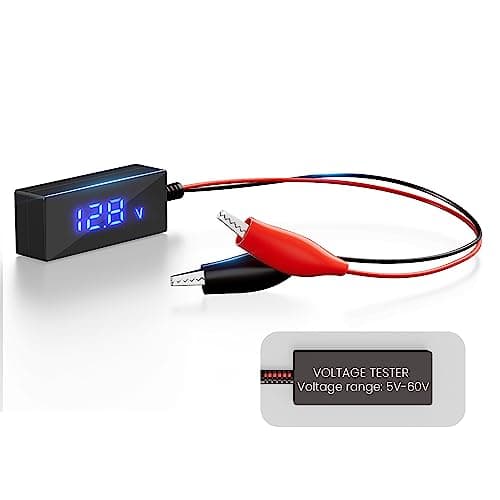 POWOXI Digital Battery Voltage Tester - 6V 12V 24V 48V Battery Tester with LCD Display - Battery Checker for Car Golf Cart Marine and RV - Compatible with 5V-60V All Batteries and Solar Panels
