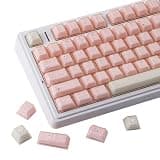 TYRIXKI Crystal Jelly Pink Double Shot Keycaps, 166 Keys Custom Translucent Shine Through Cute keycaps, Cherry Profile Keyboard Keycap for Cherry MX Switches Mechanical Keyboards