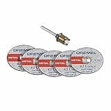 Dremel EZ406-02, EZ - Lock Starter Kit, 1 1/2-Inch (38.1 mm) Wheel Diameter, 5 Piece Fiberglass Reinforced Cut-Off Wheels and EZ402 Mandrel Included, Rotary Tool Cutting Disc Accessories