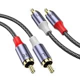 MOSWAG 2RCA Male to 2RCA Male Audio Cable RCA Stereo Cord 6.6Ft/2M,RCA Cable Nylon Braided Audio Cord for Home Theater, HDTV, Amplifiers, Hi-Fi Systems, Car Audio, Speakers