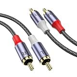 MOSWAG 2RCA Male to 2RCA Male Audio Cable RCA Stereo Cord 6.6Ft/2M,RCA Cable Nylon Braided Audio Cord for Home Theater, HDTV, Amplifiers, Hi-Fi Systems, Car Audio, Speakers