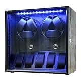 Oryx 6 Watch Winder for Automatic Watches, Rotating Watch Box 5 Rotation Modes Setting Display Case with Extra Watches Storages and LED Light, Lockable Winders USB Powered Super Quiet Mabuchi Motor