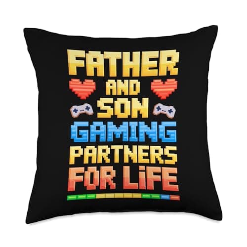 Father And Son Gaming Partners For Life Throw Pillow