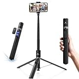 K&F CONCEPT 69" Selfie Stick, Pop Open & Quick Fold Phone Tripod, 360° Rotatable Selfie Stick with 9 Button Bluetooth Remote, Cell Phone Tripod for Travel, Live Streaming, Vloggers