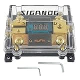 SIGANDG Car Audio Digital LED Voltage Display, ANL Fuse Holder Distribution Block 1 in 2 Out, with 2 Fuses and 2 Hexagon Wrench, Suitable for Car and Yacht Audio