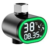 Shower Thermometer, Hydropower Bath Water Thermometer with Led Color-Changing Display, Standard 4-Port, No Heating Function