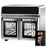 24QT Dual Zone Air Fryer Oven With Rotisserie,10-in-1 Full Stainless Steel Air Fryer Toaster Oven 1800W For Family Cooking - Max 450°F Adjustable Temperature For Restaurant-quality Food At Home
