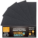 4 x 12 Inch Air Vent Filters, Activated Carbon Charcoal Filter for Floor Registers, ULTRA GREEN 6-Pack (Black) for Home HVAC, AC, Furnace – Easy-to-Cut Pre-Filter