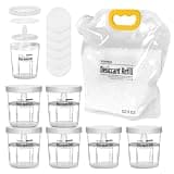 Jomomya Refillable Moisture Absorbers, 6 Pcs 11.29 OZ Humidity Absorber Bucket and 52.9 OZ Damp Rid Refill Bag, Car Dehumidifier and Odor Eliminator for Closet, Bathroom, RV & Basement, Fragrance Free