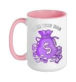 Purple I AM The Bag Purple Graphic Ceramic Mug, Pink/White, 15oz