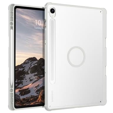 Telaso for Samsung Galaxy Tab S10 Lite / S10 FE / S9 FE / S9 Tablet Case 10.9''/ 11'' Magnetic Case with Pen Holder, Translucent Matte Back Soft TPU Bumper Military Grade Protective Case, Grey
