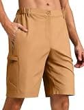 Balanoon Men's Hiking Cargo Shorts 9" Lightweight Outdoor Shorts for Men Trip Golf Camping Tactical Casual with 6 Zipper Pockets Khaki