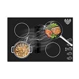 Nafewin 30'' Downdraft Induction Cooktop, 3-Speed Downdraft Exhaust System, 4 Burner Built-in Stove Top 6000W, Induction Stove Downdraft Range Hood, Timer, Safety Lock, 220V Hard Wired (Ductless Mode)