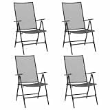 LPERTGFHU Set of 4 Folding Mesh Chairs, Steel Patio Reclining Chairs with 6-Level Adjustable Backrest, Portable Garden Dining Chairs, Anthracite