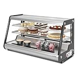 Pemberly Row 7 Cu. Ft. Countertop Bakery Display Refrigerator, Silver, Glass Front, LED Lighting, Dual Sliding Doors, Adjustable Temperature Control, 48 in Width, 2-Tier Shelves, Bakery or Cafe Use