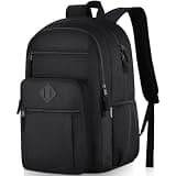 ZUBOND Unisex Black Backpack for School, Lightweight Boys Girls Backpack Fits 15.6 Inch Notebook, Water Bottle Pocket - Ideal for Teens, College Students, Adults