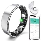 Free Shark Smart Ring with Sleep Monitoring, Step Counting, Heart Rate for iPhone and Android, No Subscription Fee, IP68 Waterproof Health Tracker (Blue, 8) (Silver, 9)