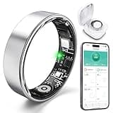 Free Shark Smart Ring with Sleep Monitoring, Step Counting, Heart Rate, Blood Oxygen for iOS and Android, No Subscription Fee, IP68 Waterproof Health Tracker (Silver, 8)