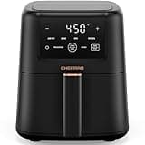 Chefman Air Fryer – 4-in-1 Slim 3.5 QT Airfryer, Air Fry, Bake, Dehydrate, Frozen, 450°F Max Temp for Extra Crispy Results in Minutes, Nonstick Ceramic Coating, Dishwasher-Safe Accessories - Black