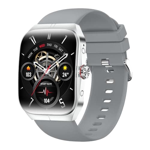 Smart Watch for Men Women, 1.95’’ AMOLED Curved Display Smartwatch, Fitness Tracker Watch with 110+ Sports Modes/Sleep/Heart Rate/SpO2/Blood Pressure Monitor, Smart Watches for Android iPhone (Gray)