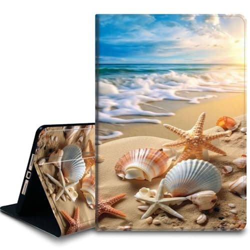 Bxgolkgd Tablet Case for Amazon Kindle Fire HD 8/HD 8 Plus(12th/10th,2024/2022/2020 Release),Shockproof Stand Cover with Heat Dissipation,Auto Wake/Sleep Function,Beach Shell Starfish