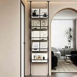 YPIEZI 5-Tier Metal Bookshelf, Behind The Door Storage, Height Adjustable, No Drill Wall Organizer, Tall Narrow Floor Standing Bookcases for Bedroom Kitchen Living Room Entrance(72cm)