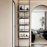 YPIEZI 5-Tier Metal Bookshelf, Behind The Door Storage, Height Adjustable, No Drill Wall Organizer, Tall Narrow Floor Standing Bookcases for Bedroom Kitchen Living Room Entrance(72cm)