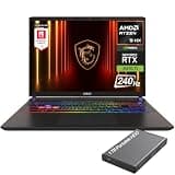 msi Vector 16 HX AI 16" 240Hz QHD+ Gaming Laptop, AMD Ryzen 9 8940HX, NVIDIA Geforce RTX 5070Ti 12GB GDDR7, 32GB DDR5 RAM, 1TB SSD, Thunderbolt 4, Wi-Fi 7, RGB Backlit, Win 11, w/1TB Portable HDD