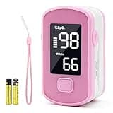 Pepultech Pink Fingertip Pulse Oximeter,Blood Oxygen Saturation Monitor for Kids Adults, High Accuracy O2 Meter for All Skin,Battery and Lanyard Included (Pink)