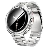 Goton Metal Watch Band Set for Samsung Galaxy Watch 8 44mm, Adjustable Strap + Stainless Steel Protective Bumper Frame Case + Hard PC Back Cover + HD Glass Screen Protectors