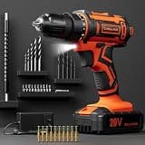 Cordless Drill Set, VIWKO 20V Power Drill with Power Pack 2.0Ah and Charger, 3/8-Inch Keyless Chuck Electric drill, 25+1 Position, 42pcs Drilldriver Bits/Screws for DIY Projects (Orange)