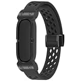Replacement Band Compatible for Google Fitbit Air, Breathable Soft Silicone Strap, Waterproof Sport Watch band, Durable Magnetic Buckle Wristband (Black)