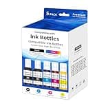 ElaraInk EPT502 High Capacity Refill Ink Bottle Compatible Epson EPT502 Ink Refill Bottles for Epson Eco Tank Et-2580 Et-3830 Et-2760 Printer Black Cyan Magenta Yellow (5 Bottles)