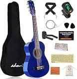ADM Beginner Acoustic Classical Guitar 30 Inch Nylon Strings Wooden Guitar Bundle Kit for Kid Boy Girl Student Youth Guitarra Online Lessons with Gig Bag, Strap, Tuner, Extra Strings, Picks,Blue