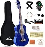 ADM Beginner Acoustic Classical Guitar 30 Inch Nylon Strings Wooden Guitar Bundle Kit for Kid Boy Girl Student Youth Guitarra Online Lessons with Gig Bag, Strap, Tuner, Extra Strings, Picks,Blue