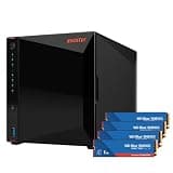 Asustor AS5404T, 4 Bay NAS with 4 x 1TB SSD (WDS100T5B0E), Intel Quad-Core 2.0GHz CPU, 4X M.2 NVMe SSD Slots, 2 x 2.5 GbE Ports, 4 GB DDR4 RAM, for Gaming and Live Stream, Network Attached Storage