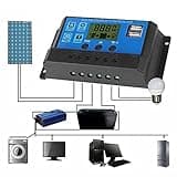 Horett 12V 24V Intelligent Photovoltaic Solar Charge Controller PWM Auto Solar Cell Panel Regulator Accessory (10A)