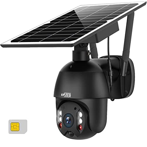 ENSTER 4G LTE Cellular Security Camera Wireless Outdoor, Solar Powered Battery, 1080P Night Vision, Pan Tilt Control, 2-Way Audio, PIR Motion Sensor, SD&Cloud Storage, No WiFi Security Camera