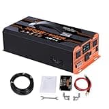 ZUDOKIA 2500W Pure Sine Wave Inverter, 12V DC to 110V AC with 7m Remote Control, 3 AC Outlets USB-C for RV Truck Solar